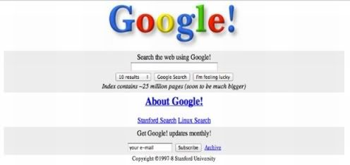 Primeira versão do Google (Foto: Reprodução Mashable)