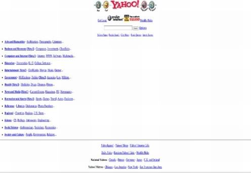 Primeira versão do Yahoo! (Foto: Reprodução Mashable)