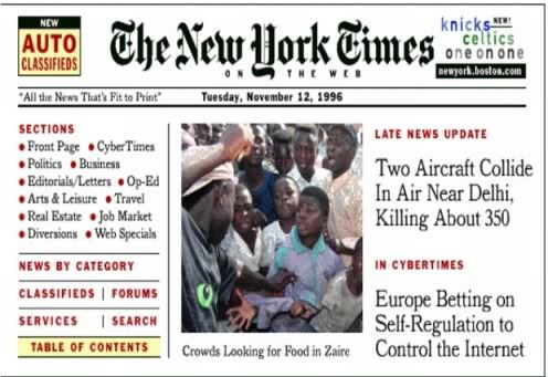 Primeira versão do New York Times (Foto: Reprodução Mashable)
