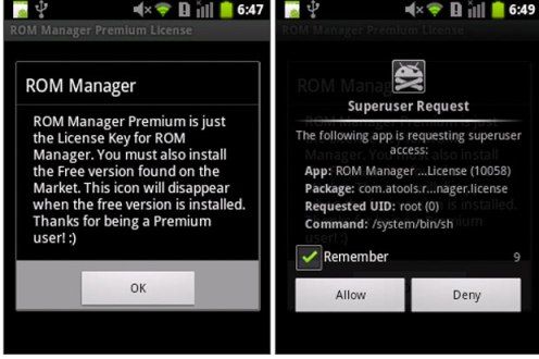 Solicitação de acesso do malware no Android com acesso root (Foto: Reprodução/G1)