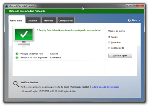 Microsoft Security Essentials (Foto: Reprodução/Helito Bijora)