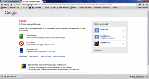 Nova tela de login do Gmail com opção para logins múltiplos (Foto: Reprodução)