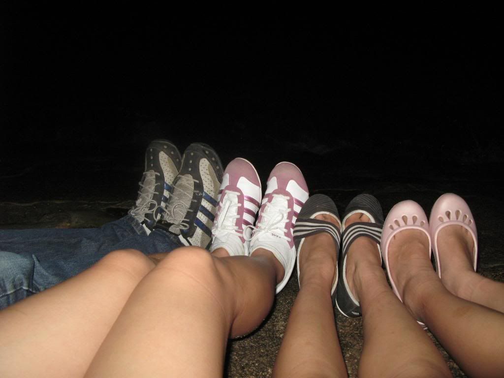 Shoes! Guess who? All 3 shoes except for the pink sandals are Adidas. Talk about advertising.