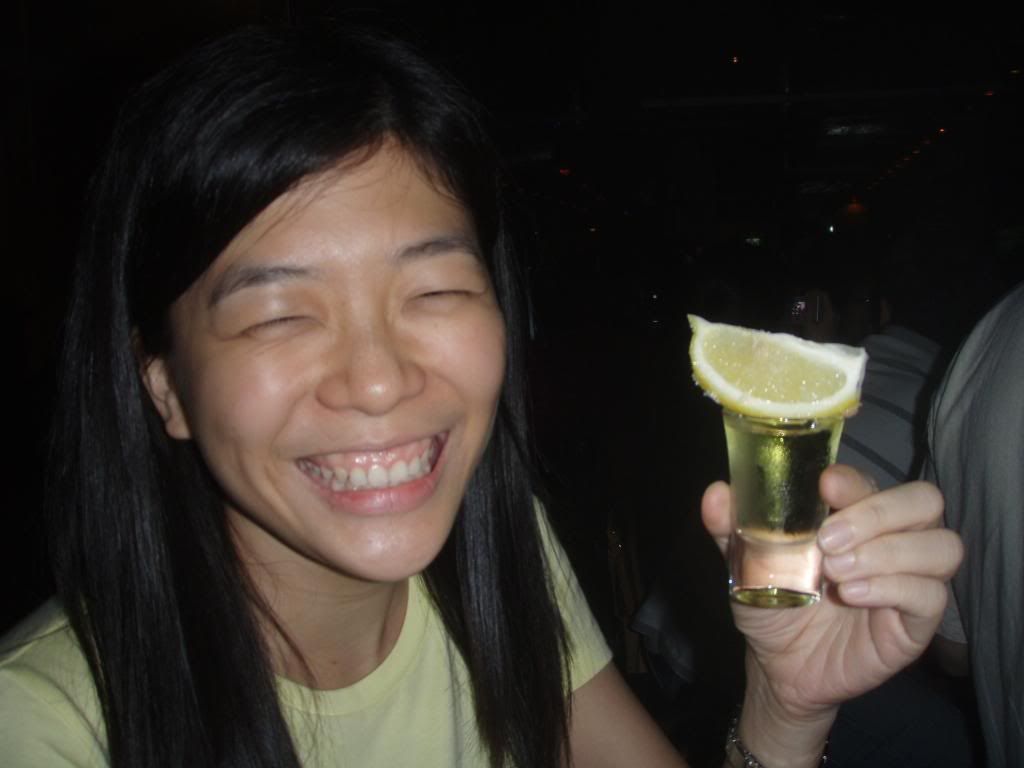 yvonneShot While I was emptying my bladder, this loca chica took 2 shots of tequila. Either my toilet break was long, or shes CRAZY!