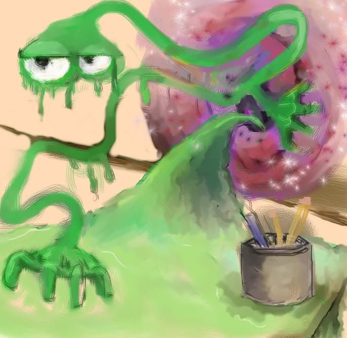 DSG 1449: Sci-Fantasy SLIMY THING CRAWLS FROM DIMENSIONAL PORTAL ONTO OFFICE DESK DSG 1449: Sci-Fantasy SLIMY THING CRAWLS FROM DIMENSIONAL PORTAL ONTO OFFICE DESK