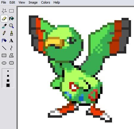 Then, hold down right button and drag it all over your sprite, till it looks like this: