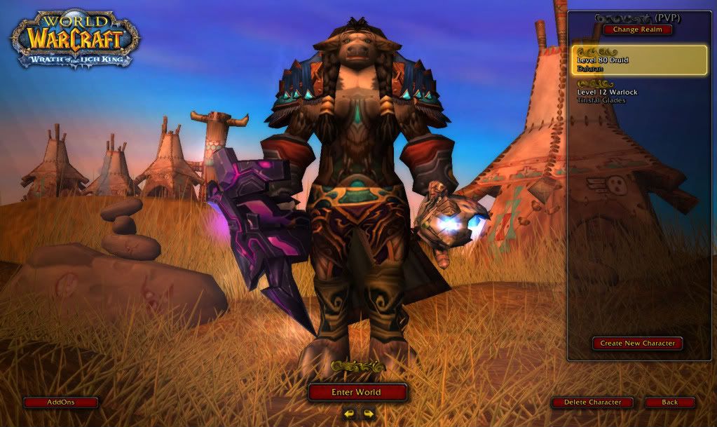 Currently I have a level 80 Female Tauren Druid for sale, and she's on a PvP 