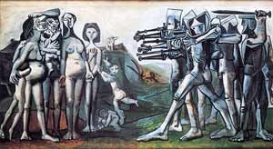 Het schilderij 'Massacre en Coree' van Pablo Picasso