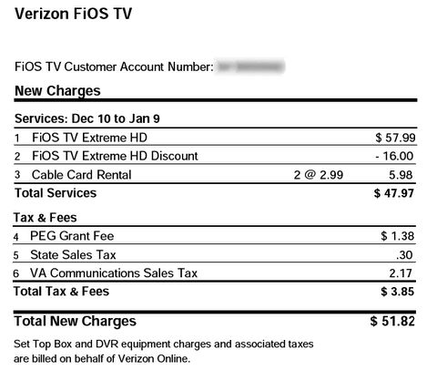 FiOS TV Bill