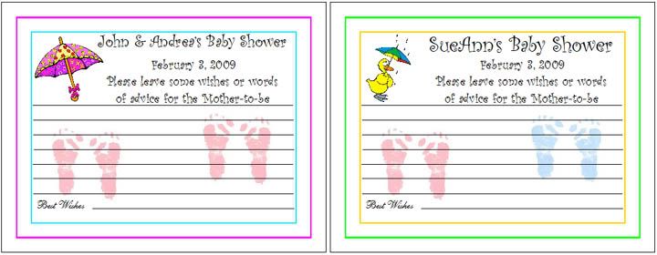 Advice Cards For Baby Shower. Baby Shower Wish - Umbrella