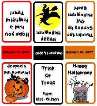 Halloween Crossword Puzzles on 14 Halloween Mint Box Candy Wrappers Labels Personalized Party Favors