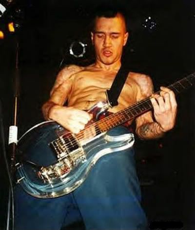 His collection of tattoos has grown up and down his armlike Frusciante