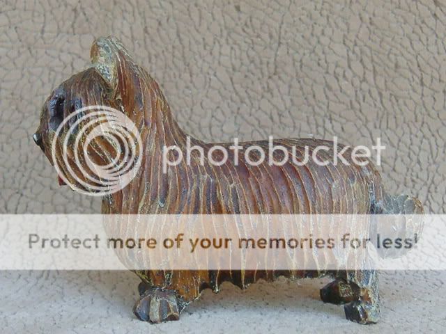 Vintage ANRI Wood Carved SKYE TERRIER Dog  