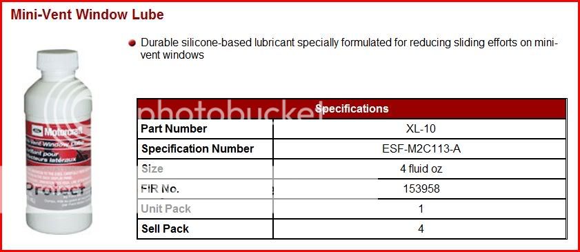 Ford mini vent window lube #7