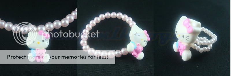 3pcs kids Hello Kitty jewelry necklace bangle ring#3bW  