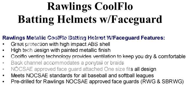 Rawlings CoolFlo Batting Helmets w/Face Guard One Size  