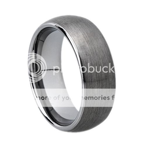 8mm Dome brushed Mens Tungsten Carbide wedding band Anniversary ring