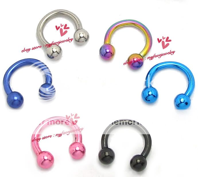 Lot 5 16g 6mm Balls Horseshoes Barbell Tragus Rook Cartilage Ring