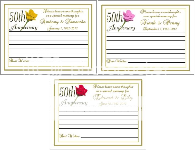   Anniversary Rose Wish Advice Memory Cards Personalized Party Favors