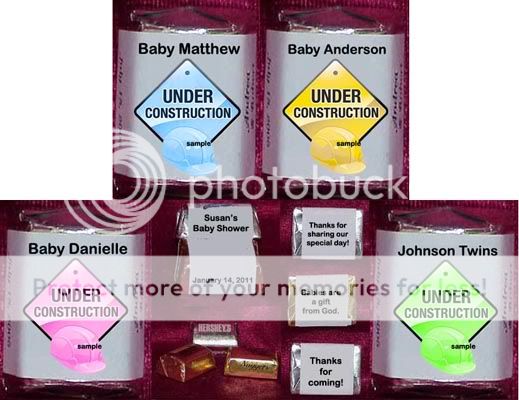 Under Construction Baby Shower Personalized Candy Wrappers Party