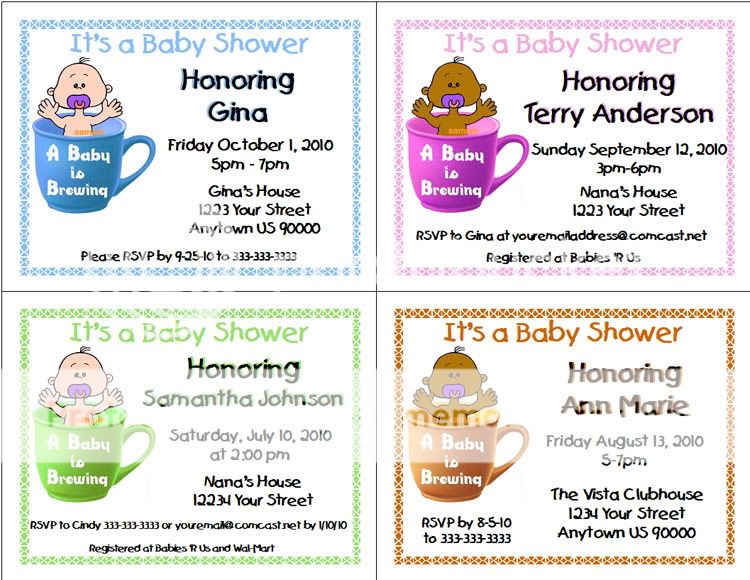 Baby Is Brewing Shower Party Personalized Party Invitations