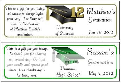   (Self adhesive) Graduation Cap Themed Votive Candle Labels