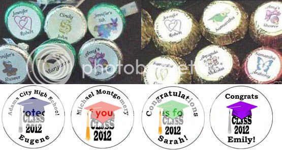 108   3/4 Round Graduation Class of 2012 Cap Themed Candy Labels