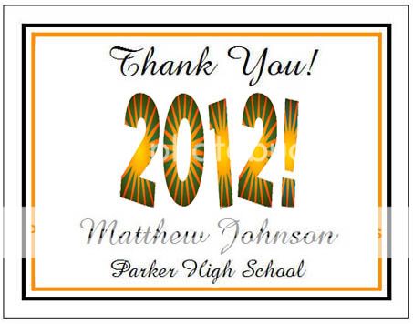 GRADUATION Class 2012 Thank You Personalized Party Note Cards  