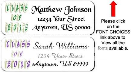 30 Graduation Class of 2012 Scroll Personalized Return Address Labels