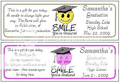   (Self adhesive) Smile Youve Graduated Themed Votive Candle Labels