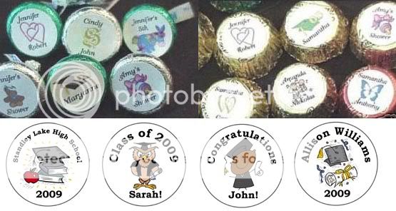 108 Round Graduation Diploma & Cap Themed Candy Labels