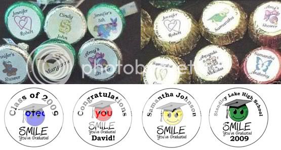 108 Round Graduation Smiley Face Themed Candy Labels