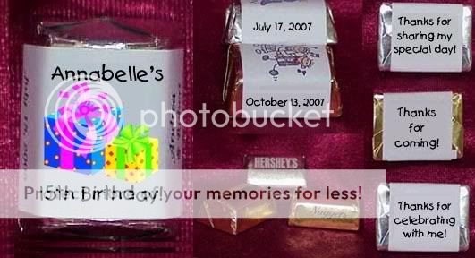 BALLOONS CAKE Birthday Candy Wrappers Personalized Party Favors  