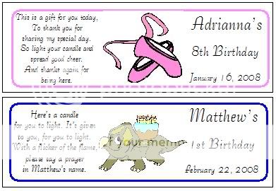 14 Personalized (Self adhesive) Birthday Votive Candle Labels