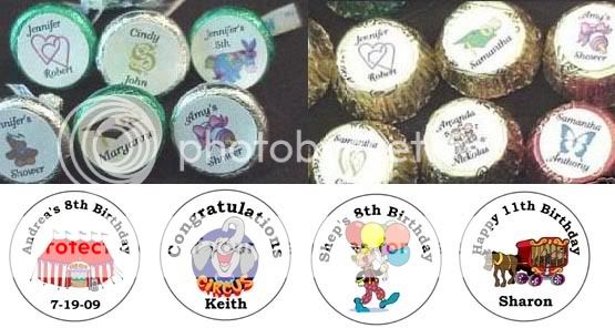 108 Circus Carnival Candy Kiss Labels Kisses Birthday