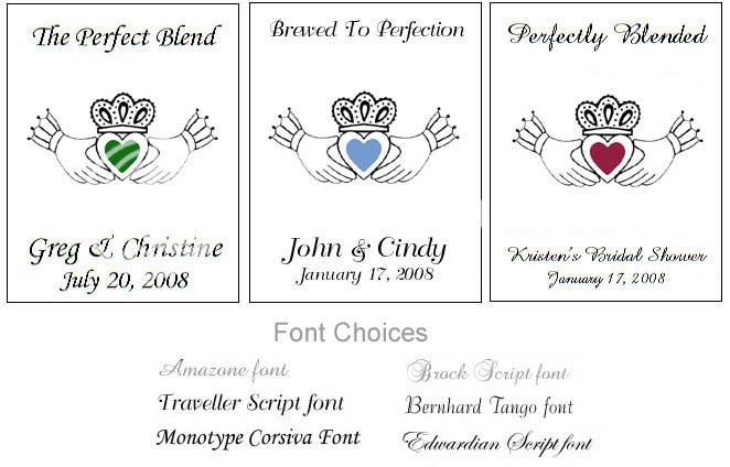 15 WEDDING BRIDAL Irish Claddagh Tea Bag Labels Favors  