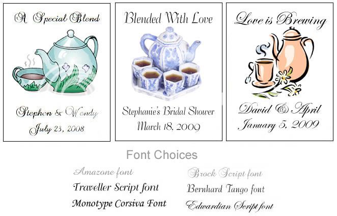 15 WEDDING BRIDAL Tea Party Tea Bag Labels Favors  